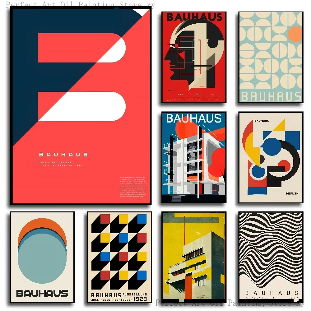 باوهاوس البساطة الحديثة هندسية ورقة طباعة غرفة المعيشة المنزلي غرفة نوم مدخل بار مقهى الفن اللوحة #1