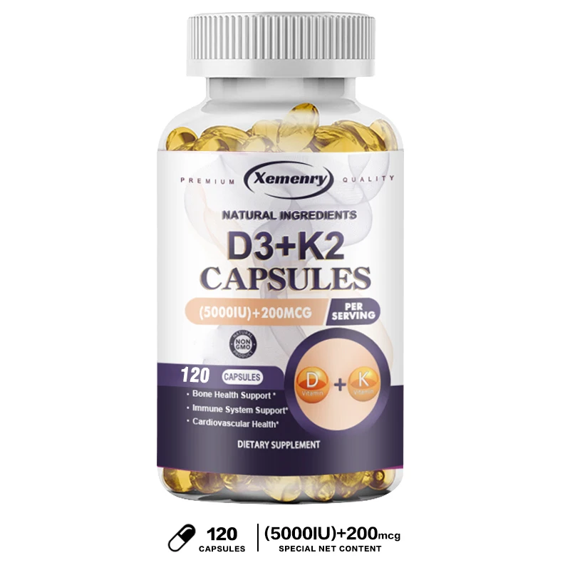 Naturally Ingredients Vitamin D3+K2 Capsules - Boost Immunity, Heart, Joint and Bone Health