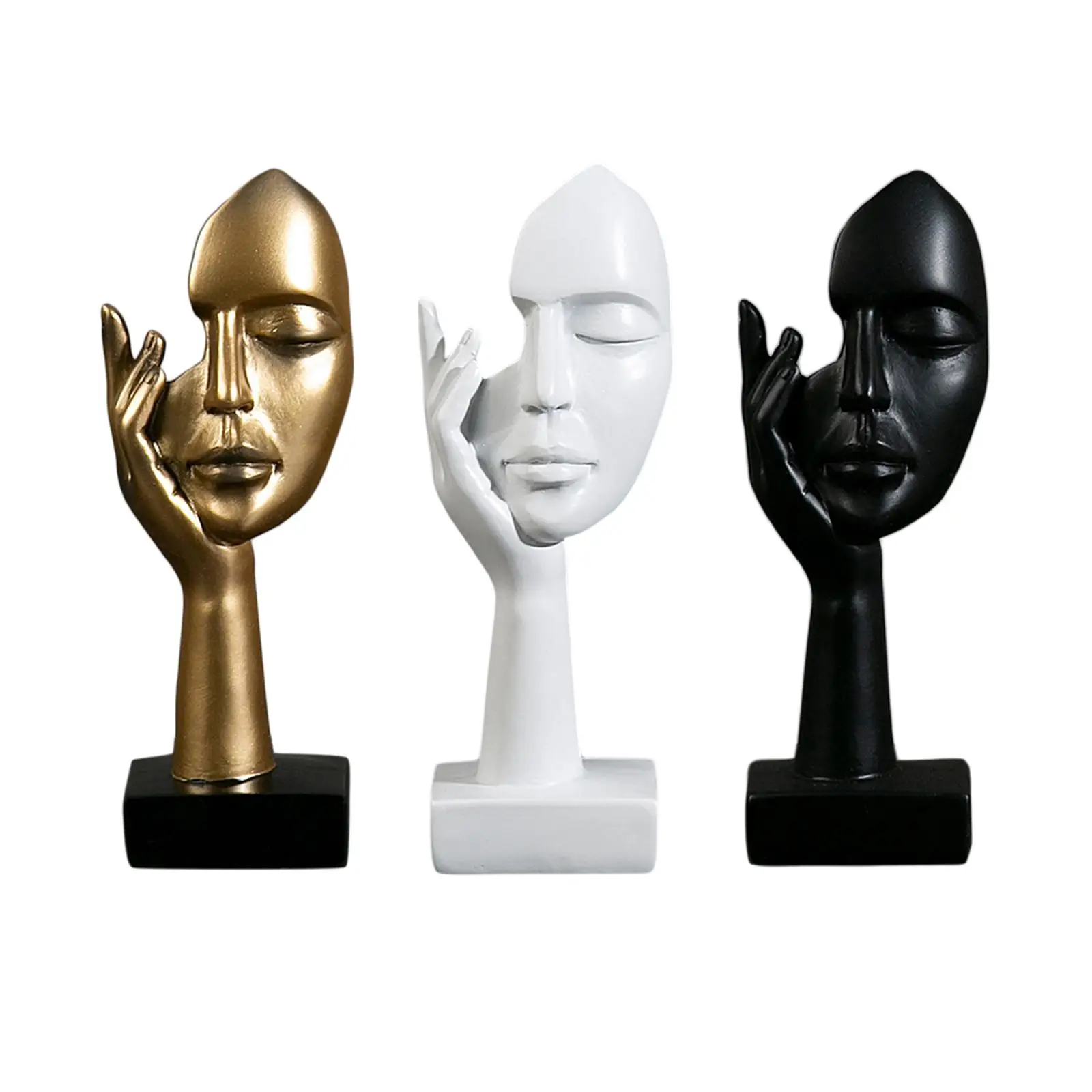 Women Face Art Statue Thinker Lady Sculpture Resin for Studio Decoration