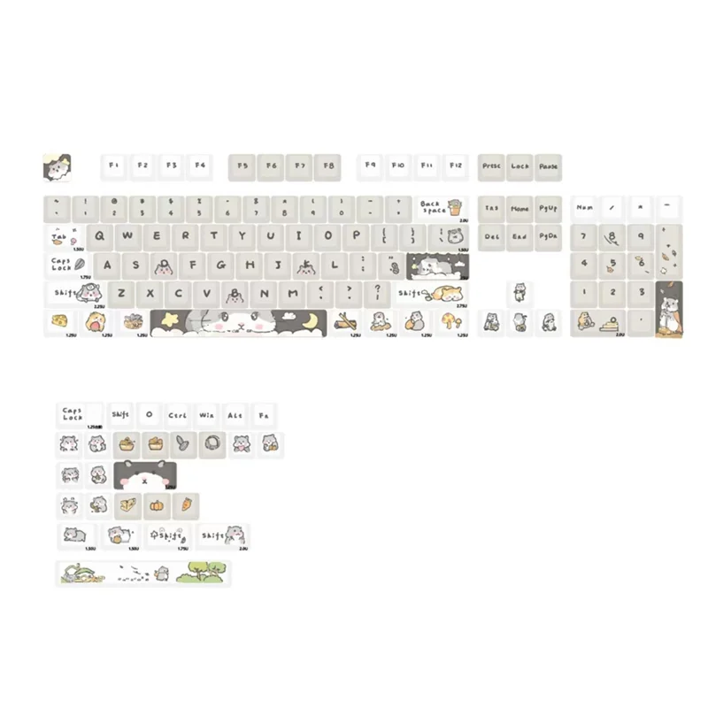 132 teclas bonito mouse tema keycaps xda perfil teclas inglês para 61/64/68/84/87/96/98/104 teclado mecânico keycaps