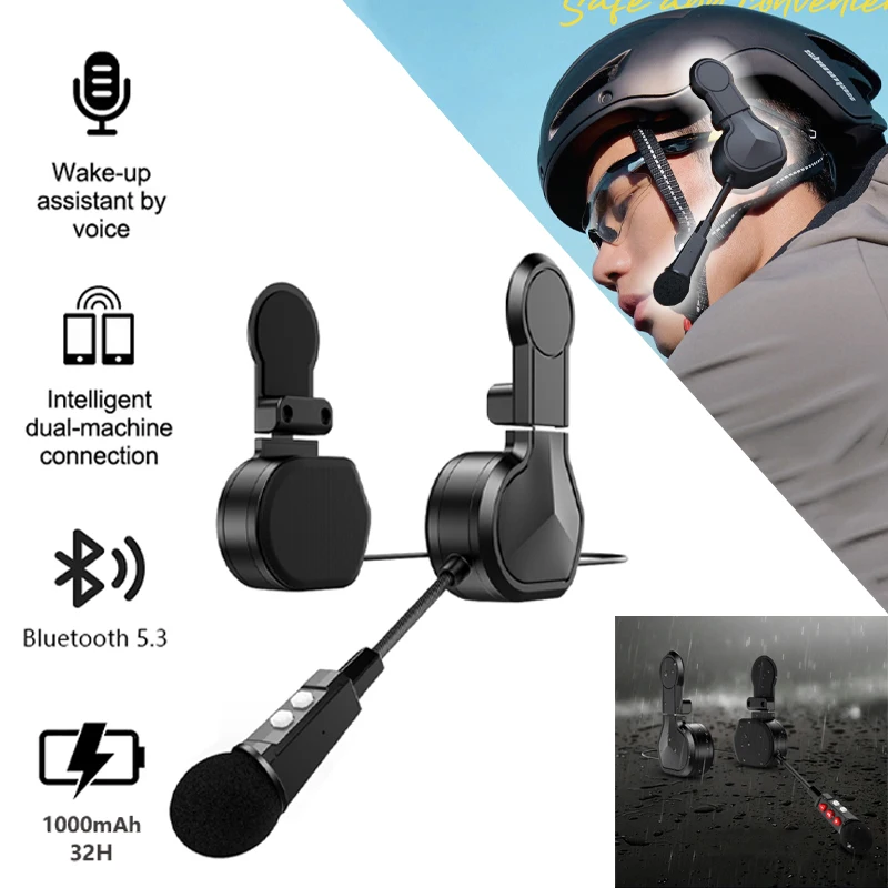 Summer Half Helmet Bluetooth Earphones Magnetic Absorption Installation 1000Mah Battery Life 22 Hours Waterproof Noise Reduction