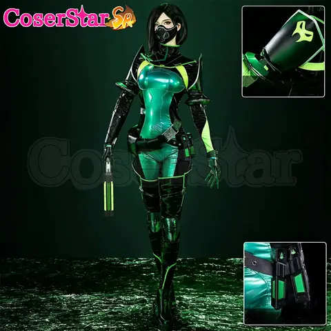 CoserStar-SR Fantasia de Cosplay Viper do Jogo Anime VALORANT, Traje para Halloween, Natal, Carnaval, Uniforme de Role Play e Adereço de Quadrinhos