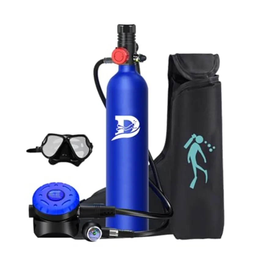 

Scuba Tank 1L Mini Scuba Tanks for diving aluminum alloy blue DOT-certified 10-20 minutes air supply compact lung tank