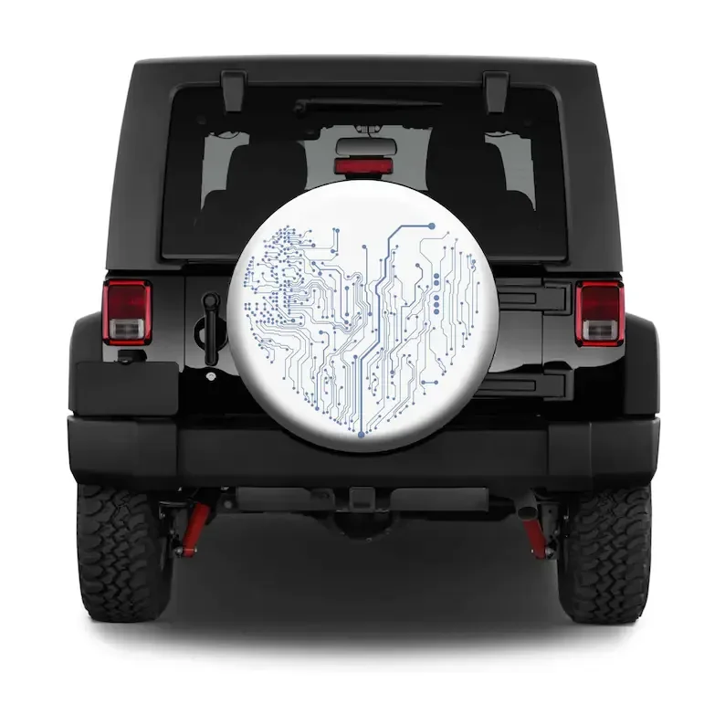 Tech Circuit Spare Tire Cover, Love Spare Tire for Woman Men, Custom Personalized Tire Cover,for  SUV RV, Without Camera Hol