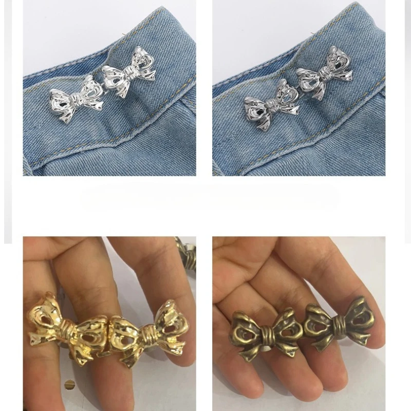 

Натяжитель талии, регулятор пуговиц с бантом для брюк, юбок, регулируемая пряжка на талию для джинсов, швейные принадлежности для одежды не требуется