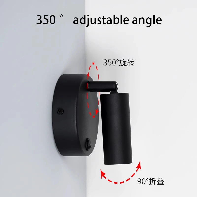 Led Wall Lamp Double Head Bedroom Bedside Reading Spot Light Adjustable Angle Ceiling Spotlight Eye Protection Modern Lights