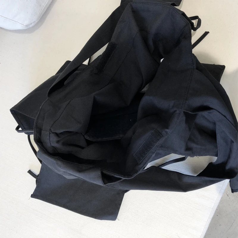 Black Cotton Shoulder Bag Land And Mountain Island Brand Dark Sash Crossbody Handbag Stylish Pure Cotton Small Square Bag
