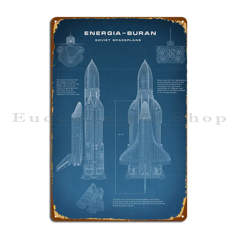 Buran Soviet Shuttle Spaceplane Metal Plaque Poster Club Bar Poster Designing Pub Create Tin Sign Poster