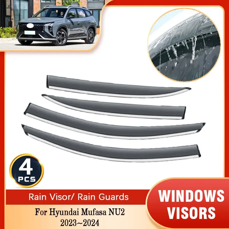 Car window visor For Hyundai Mufasa NU2 MK1 2023 2024 Sun Rain ventilation Deflector Side Window Weather Shield Visor Guard Vent