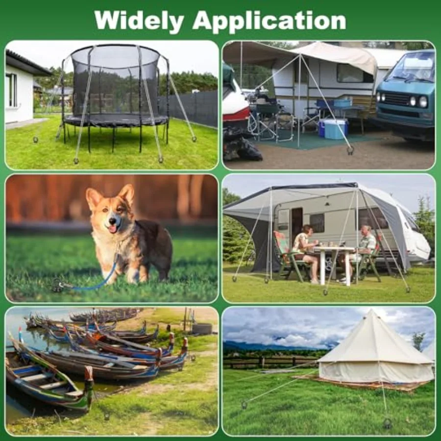 مجموعة مراسي أرضية حلزونية ملحومة بالكامل مقاس 18 بوصة شديدة التحمل لحالات الرياح العالية: مثالية لتأمين الخيام والسيارات Tr