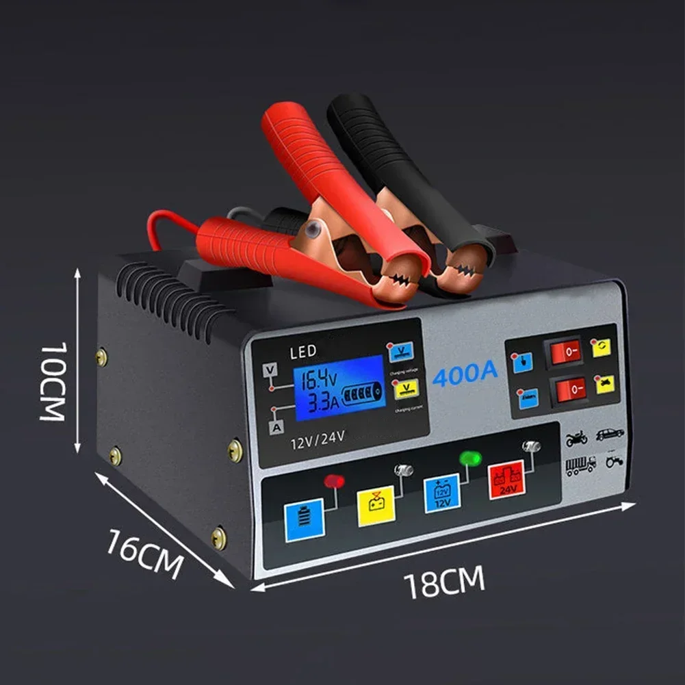 Fully Automatic High Frequency Battery Charger with LED Display and Intelligent Repair for Cars and Motorcycles