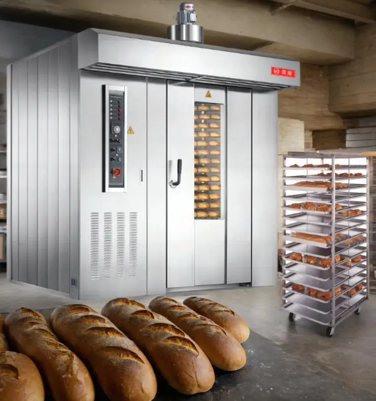 12-128trays Hot Air Pizza Baking Equipment Factories Food Production Line/rotary Rack Convection Rotary Oven for Bakery Bread