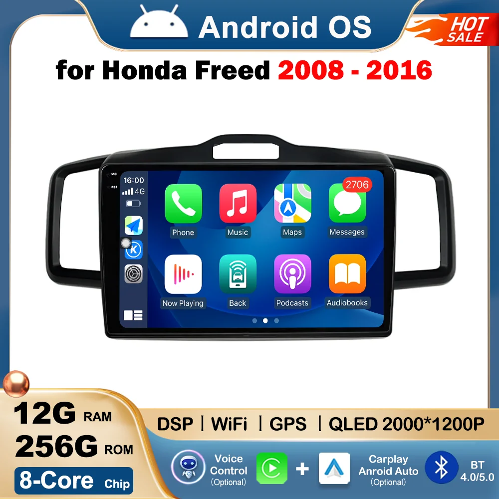 

Navigation GPS WiFi 10 inch for Honda Freed 2008 - 2016 Car Radio Multimedia Player Android System Wireless Carplay DSP Stereo