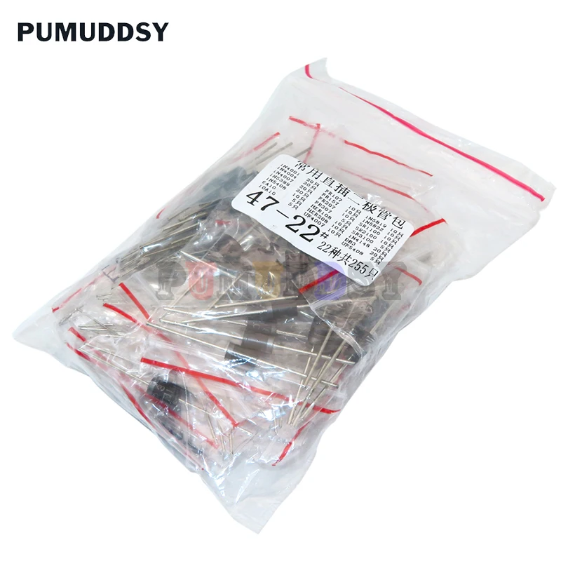 255PCS Fast Switching Rectifier Schottky Diode Assorted Kit 1N4001 1N4004 1N4007 1N5408 UF4007 FR307  1N5819 1N5822 6A10 10A10