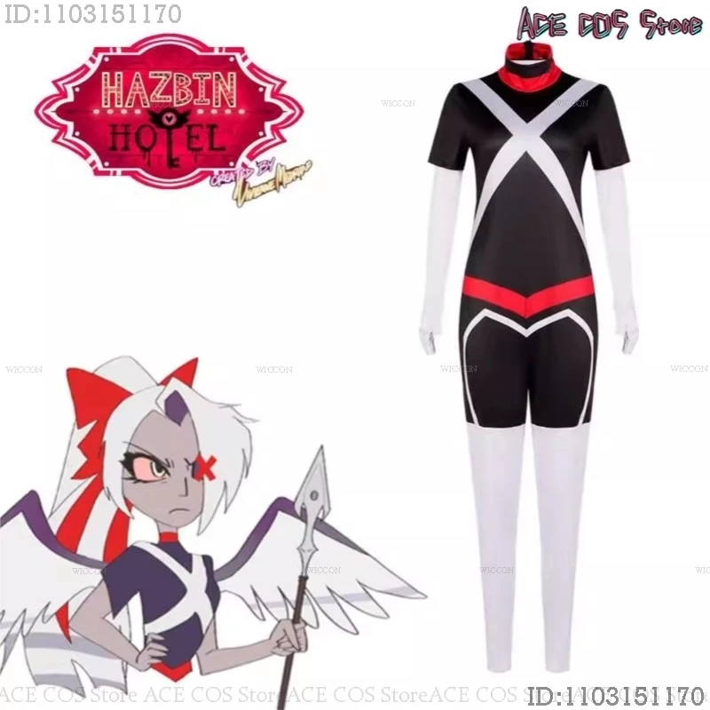 Hazbin Vagatha Cosplay Hotel Vaggie Costume wig Hair Decor Fight Angel Outfit Halloween Carnival Christmas Anime Style Suit