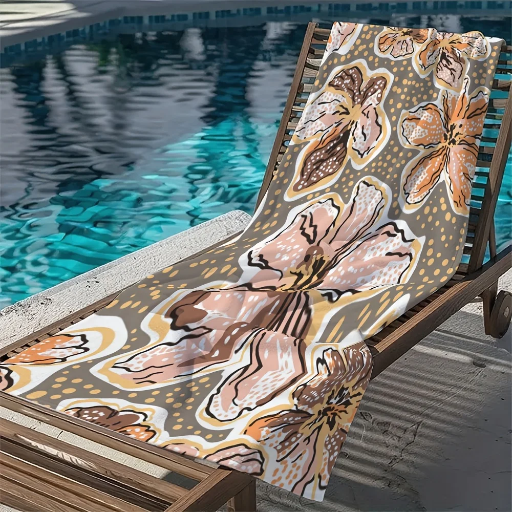 Vintage Floral Beach Towel Microfiber Quick Dry Soft Machine Washable Yoga Travel Swimming Camping Swimming Pool Vacation