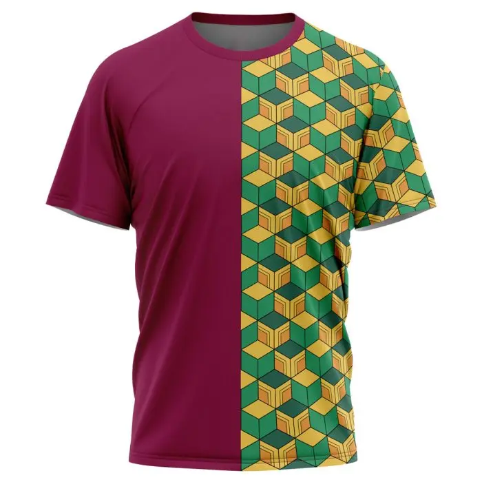 Bandai Demon Slayer Giyu Tomioka Pattern T-Shirt Men's Jersey Y2K Oversized Casual Top Suitable for Daily and Training Wear Moto