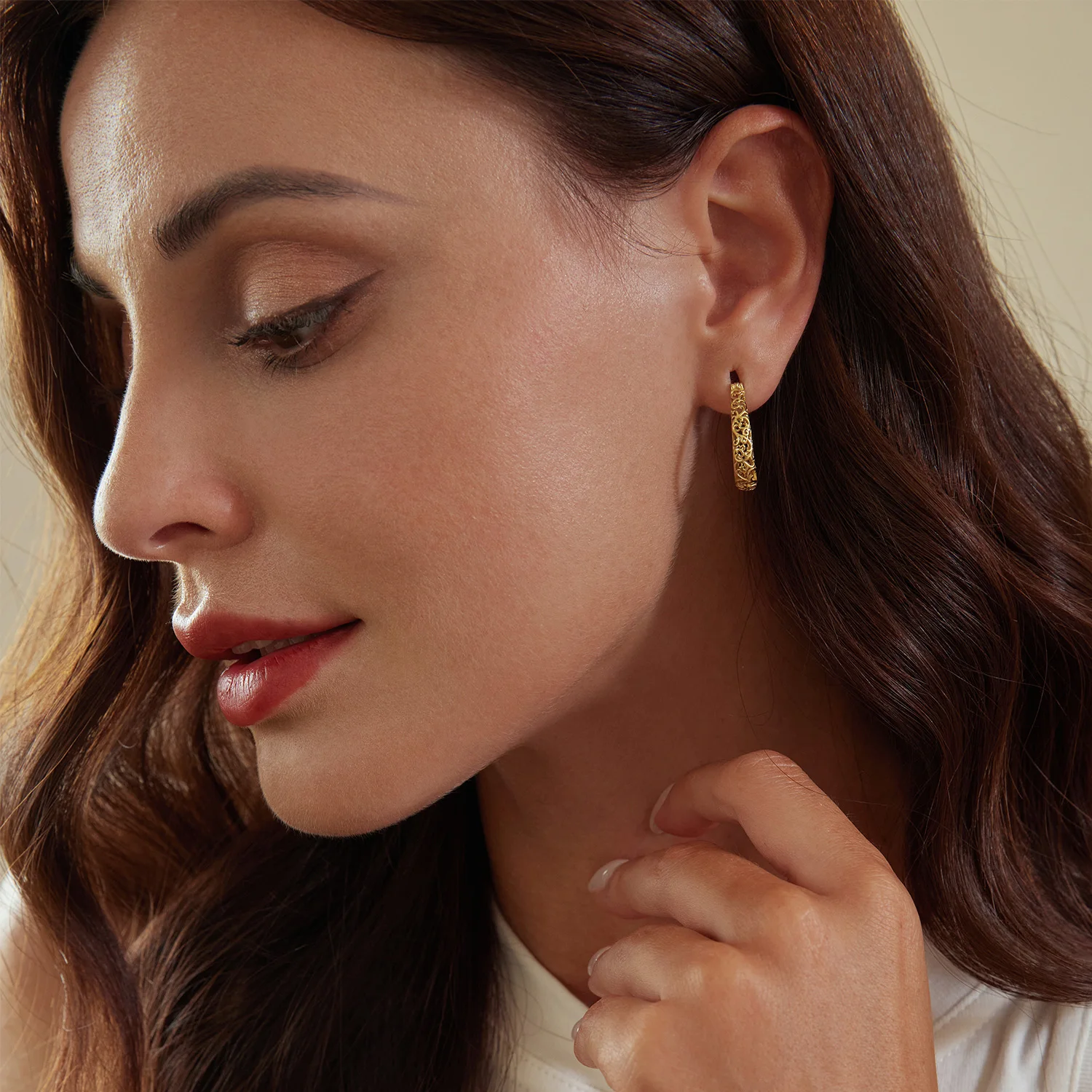 WOSTU 925 Sterling Silver Gold-plated Love Drop Star Triangle Stud Earrings Simple Fine Jewelry Suitable for Daily Accessories