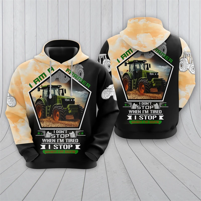 Farmer Tractor Graphic Sweatshirts Farm Country Lifestyle 3D Print Hoodies For Men Clothes Casual Women Pullovers Boy Tracksuit