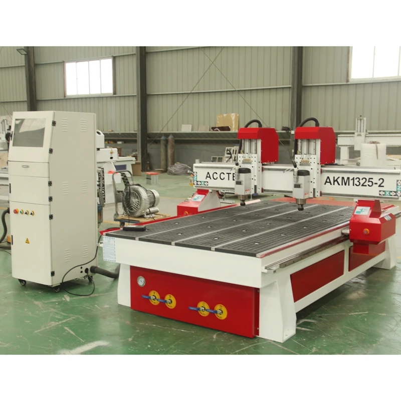 

1300*2500mm Wood Sheet Board Furniture Carving Engraving Cutting Machine with Muilti-heads Red Color AKM1325-2