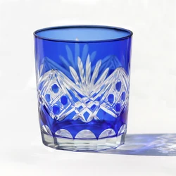 Blue Whisky Glasses Japanese Style Edo Kiriko Glass Hand Cut To Clear Crystal Wine Whiskey Cup Drinking Drinkware 10oz/300ml