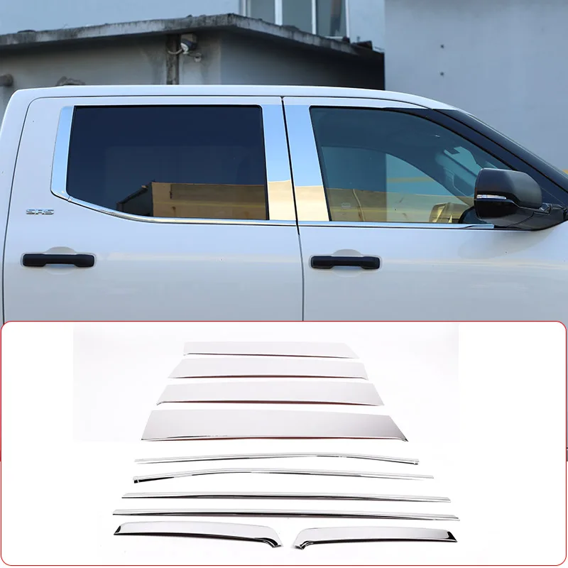 

Stainless Steel Silver Car window Trim Center Pillar Decoration Moulding Trim For Toyota Tundra 2022 2023 Car Accessories