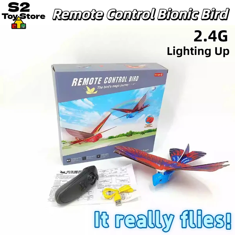 Remote Control Bionic Bird 2.4G Lighting Up RC Creative Flying Toy For Kids Outdoor Indoor Play Gift For Boys Girls