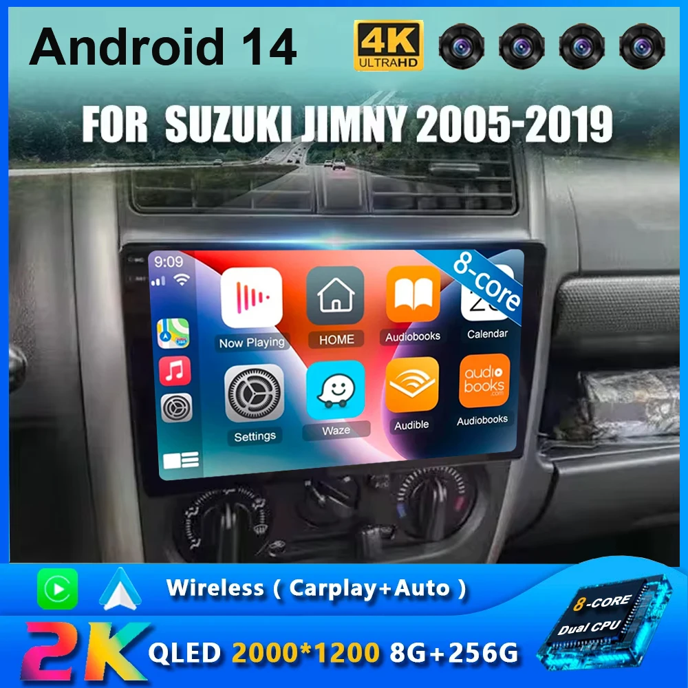 

For Suzuki Jimny 2005-2019 Android 14 4G AI Voice Carplay Car Radio Multimedia Video Player Auto 4G GPS 2 Din Autor 9inch DVD