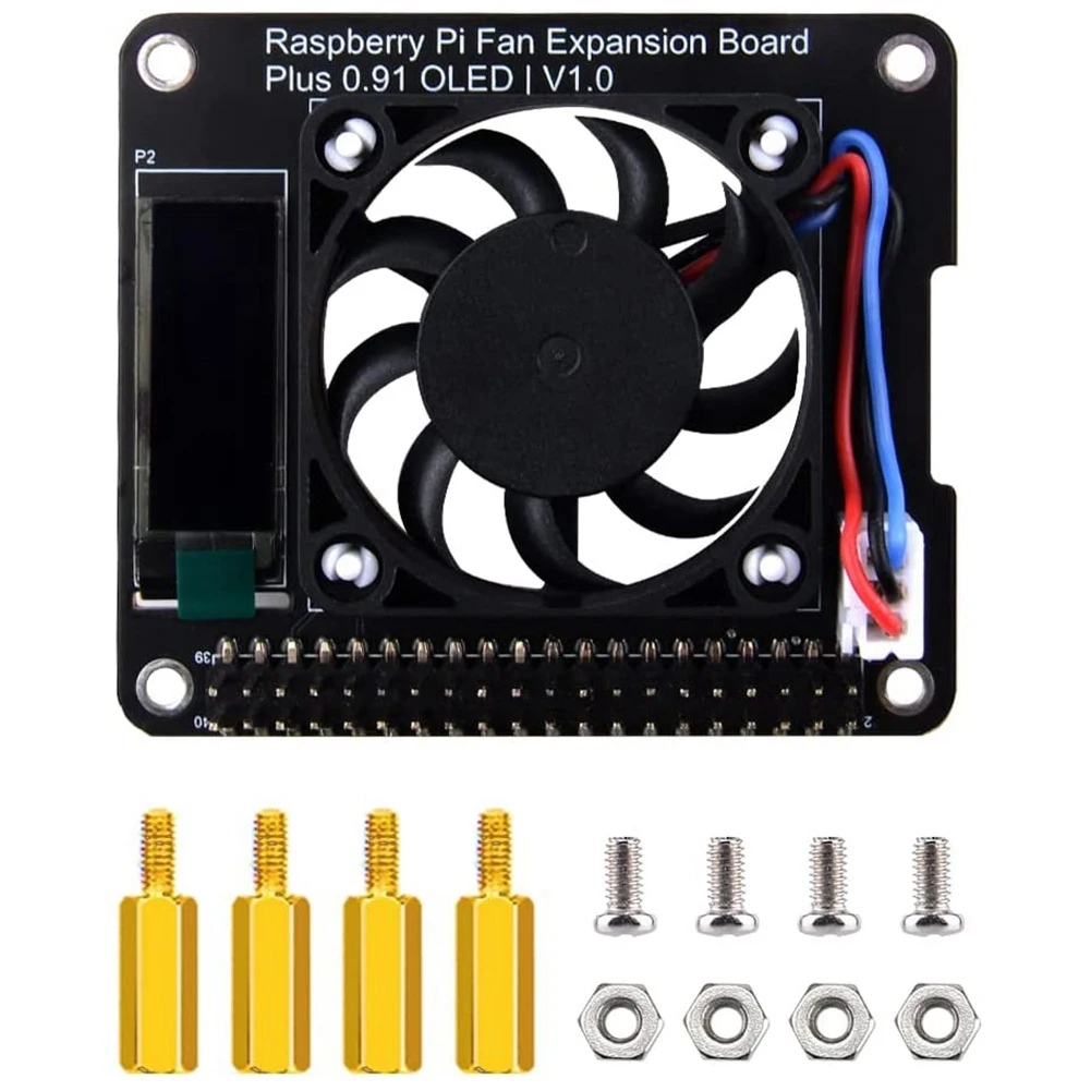 

Шляпа вентилятора для Raspberry Pi 4 Model B, для Raspberry Pi PWM Fan GPIO, плата расширения с органическим светодиодом 0,91 дюйма