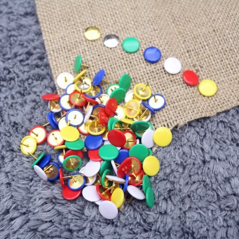 100pcs สี PUSH Pins ตกแต่งอเนกประสงค์แบนหัว Thumbtacks PIN ผนังตกแต่ง Thumbtacks Photo PIN สํานักงานโรงเรียน