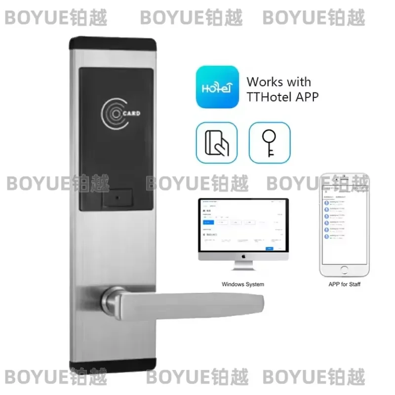 for TT Lock Online System Stainless Steel Hotel Door Lock Digital Smart Card Door Lock