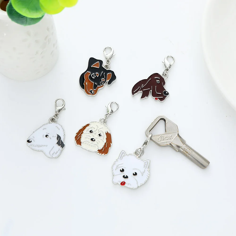 5PCS/LOT Enamel Cute Animal Dog Charm for Jewelry Making Bracelet Necklace Charms Accessories headset bag headphone