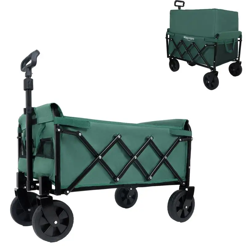Expandable Dual-Layer Utility Cart with Extra Space - Grocery Wagon for Camping, Shopping, Sports, Gardening, Fishing, Supports