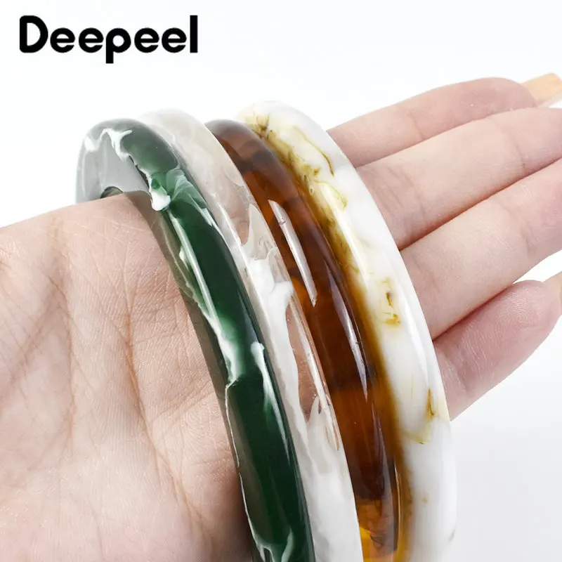 2Pcs=1Pair Deepeel 10cm Amber Resin Round Handle Fashion D-shaped Handles Bags Handbags Handmade DIY Craft Bag Accessory