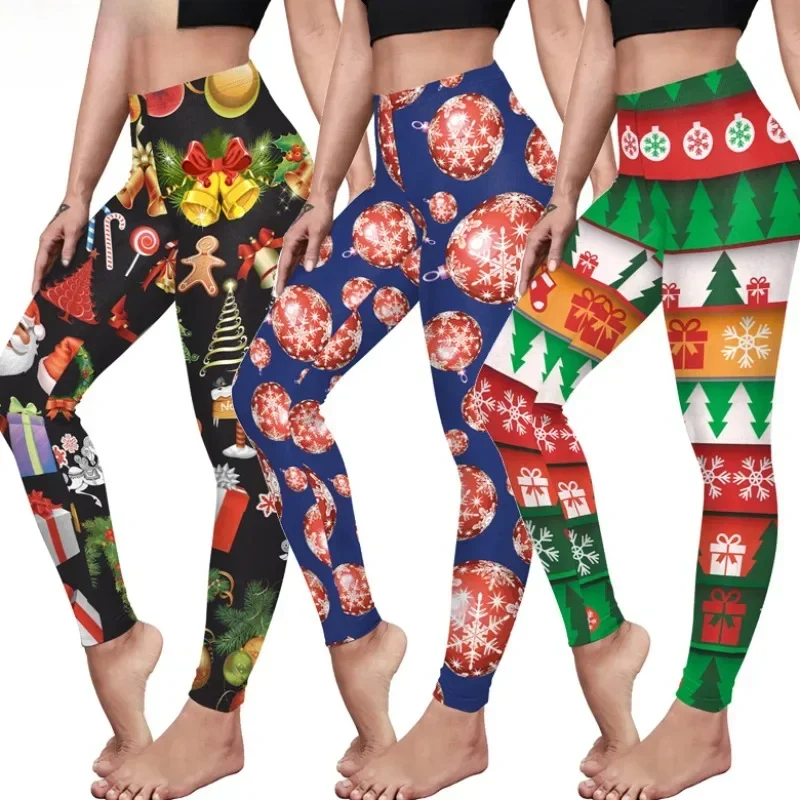 Christmas Leggings Gift Autumn Winter Festival Women Sexy High Waist Skinny Leggins Fitness Workout Stretch Trousers Pants