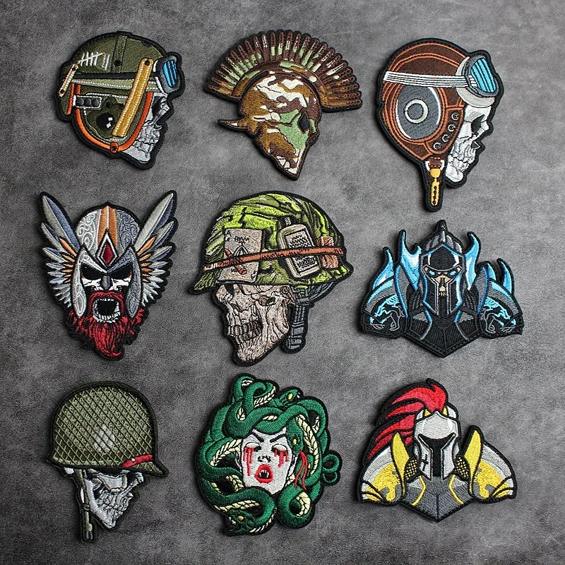 High-quality 3D Embroidered Armbands, Tank Skull Soldier Skull Badges, Military Fan Morale Tactical Backpack Hook and Loop Patch