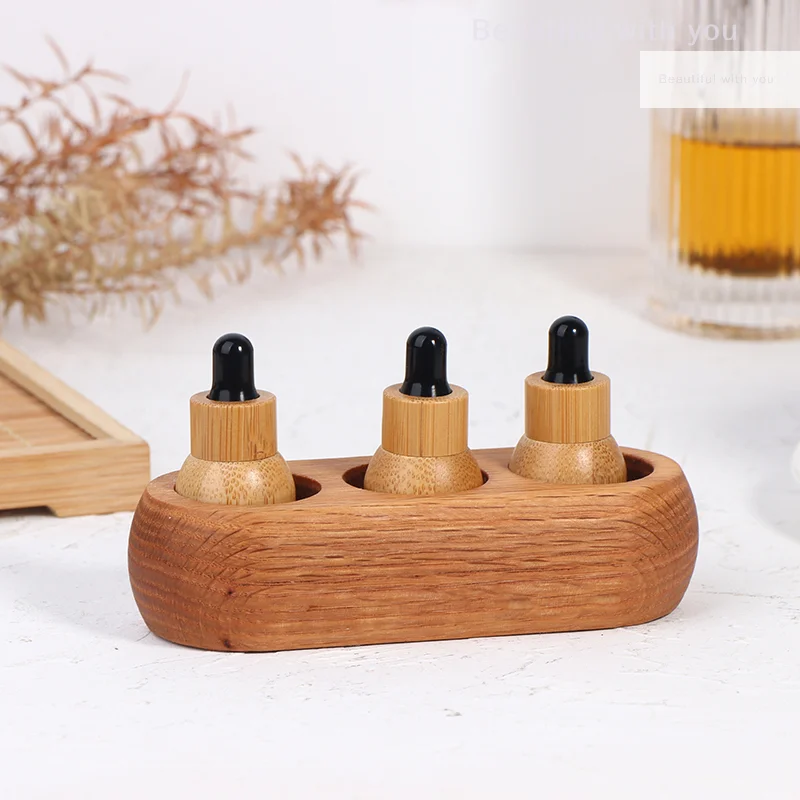 Spa Massage Parlours Essential Oil Storage Rack Solid Wood Display Holder Cosmetic Organizer For 15ml Massage Oils Bottle