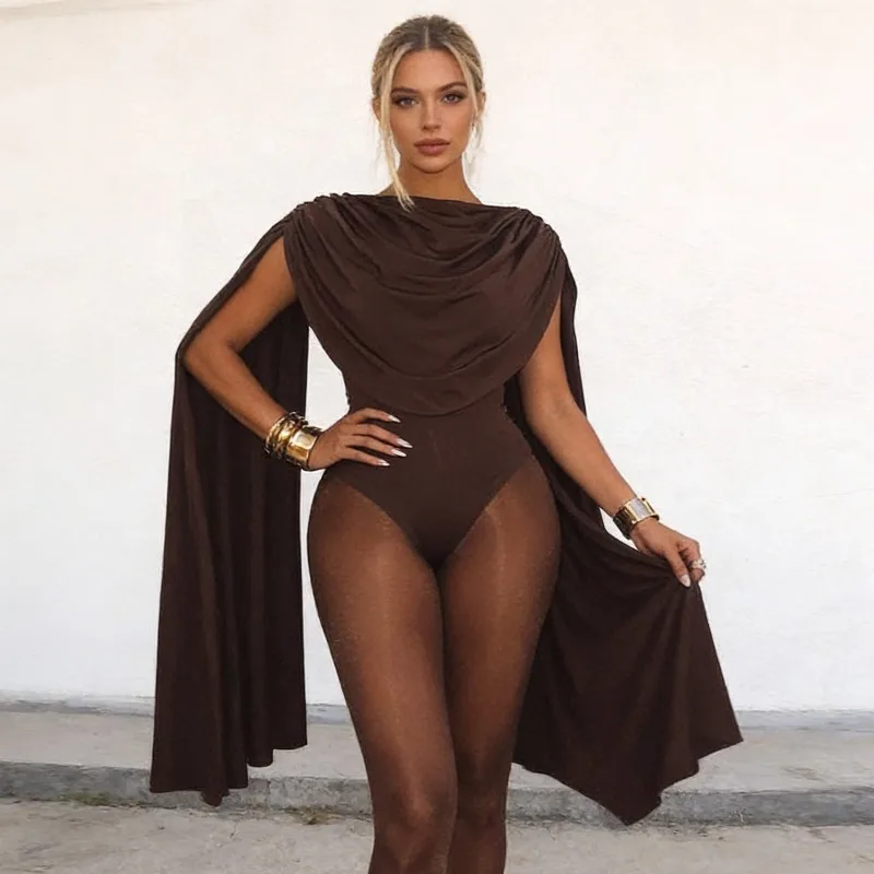 

Новый модный однотонный комбинезон с открытыми плечами, стройнящий, сексуальный, для женщин, весна-осень, без рукавов, в уличном стиле