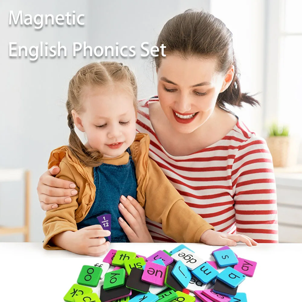 Magnetisches Phonics-Fliesen-Alphabet-Set zum Erlernen Englisch, Montessori-Rechtschreibbücher, Lernspiele für Babys, Spielzeug für Kinder im Alter von 5 Jahren
