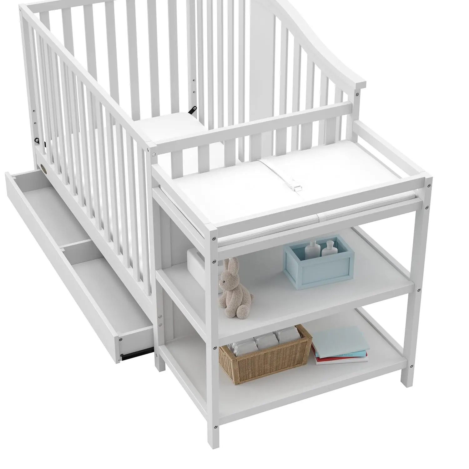 Graco Solano 4-in-1 Convertible Crib and Changer with Drawer (White) – Crib and Changing Table Combo with Drawer, Includes Chang