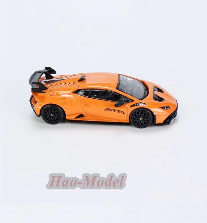 TSM MINIGT 1/64 For Lamborghini huracan STO Alloy Model Car Diecast Simulation Toy Birthday Gift Hobby Display Collection Orange