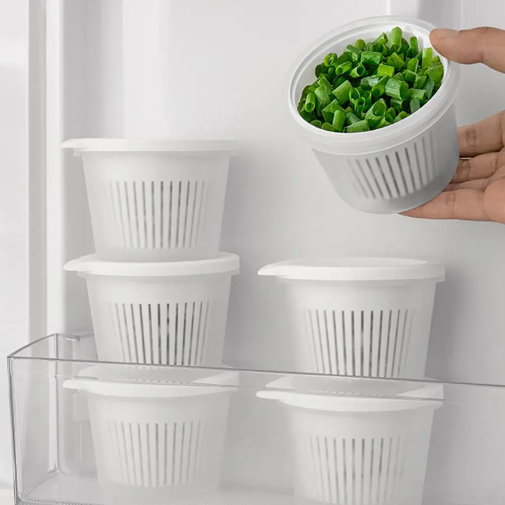 Odor Proof Storage Box Fridge Food Container Storage Box with Draining System Freshness Keeper Food-safe Container for Chopped
