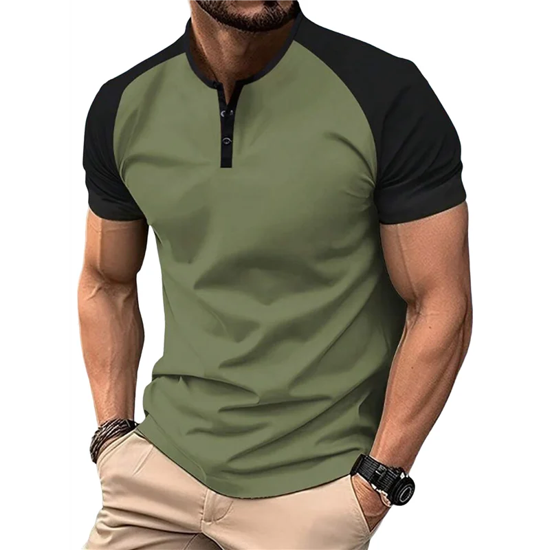 

ABRT-Мужские повседневные рубашки Классическая рубашка для гольфа с коротким рукавом Модный топ на пуговицах с карманом