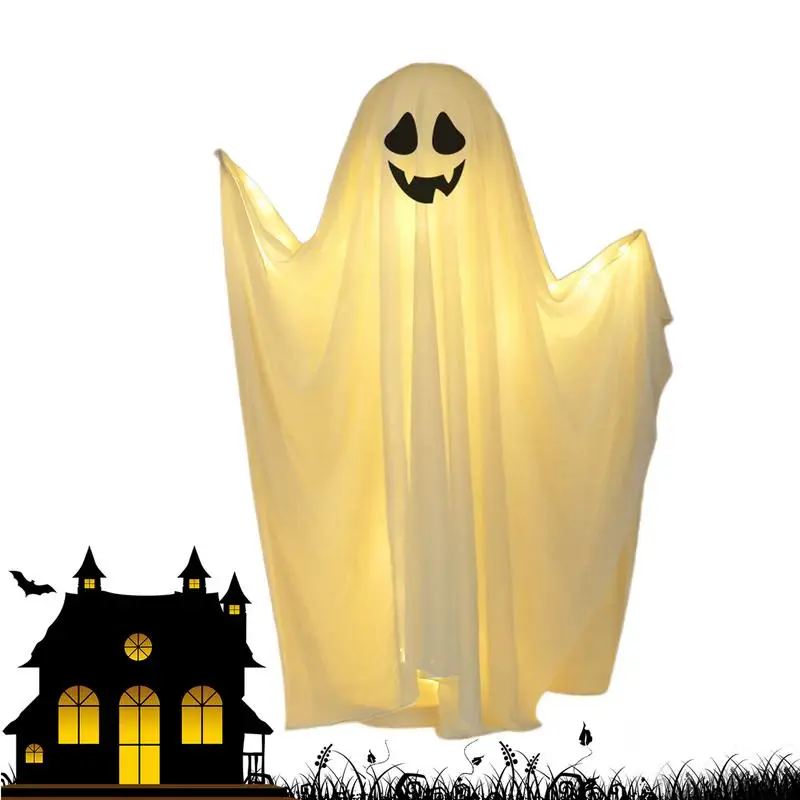 2024 LED Glow Party White Cloth Halloween Ghost For Home Indoor Outdoor Haunted House Bar Hanging Horror Props With Lights