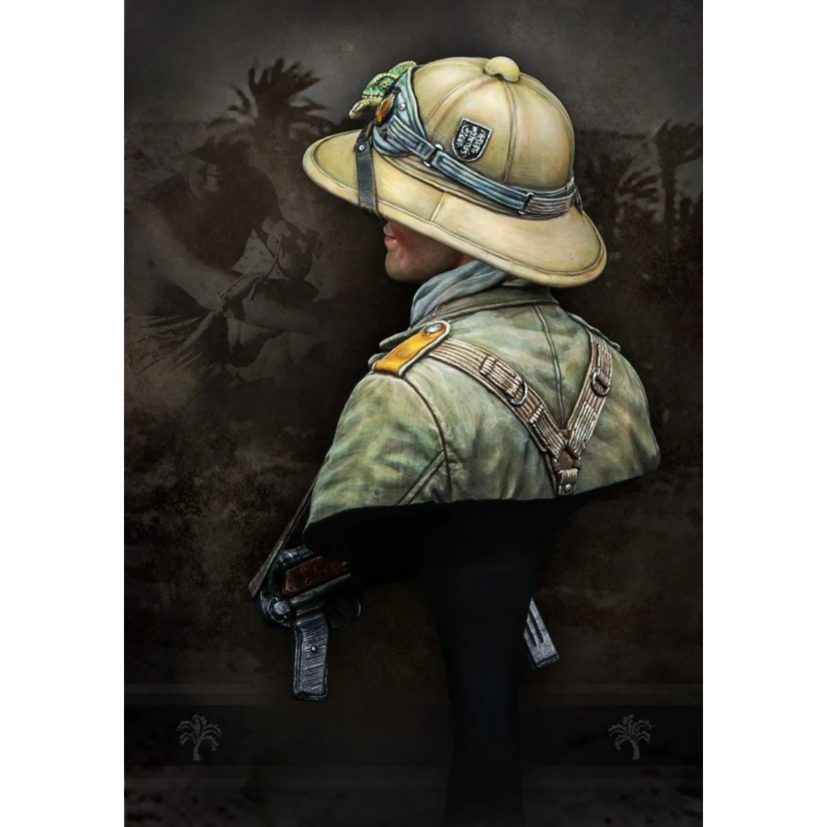 ชุดโมเดลเรซิ่น 1/10 แบบยังไม่ได้ลงสี รูปทหารกองทัพเยอรมันแอฟริกันสวมหมวกกิ้งก่า แบบยังไม่ได้ประกอบและยังไม่ได้ลงสี GK, 1629X