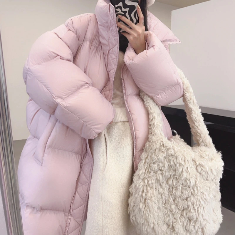 Women\'s Puffer Coats Winter New Outerwears Thick Loose Warm Parker Stand-up Collar Trendy High Street Mid-length Down Jackets