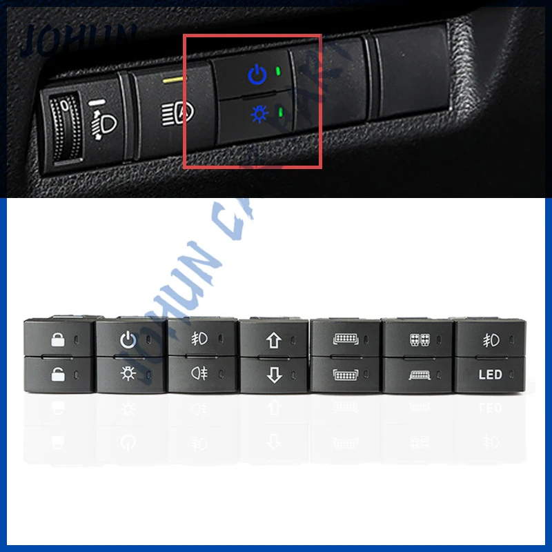 

Автомобильный двойной переключатель противотуманных фар, светодиодный светильник для багажника, зеркало сиденья, кнопка включения обогрева вентилятора для Toyota Camry Corolla Prius PRADO, высокое качество