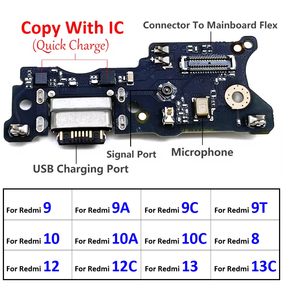 For Xiaomi Redmi 8 8A 9 9A 9C 9T 10C 10A 10 12 12C 13 13C 4G 5G USB Micro Charger Charging Port Dock Connector Board Flex Cable