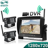 GreenYi-Monitor DVR inalámbrico AHD para camión, alta definición, 1280x720, visión nocturna de 7 "", grabadora de respaldo inverso, cámara Wifi para autobús y coche