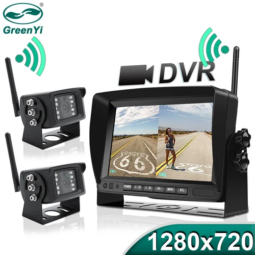 Imagen 1 del producto GreenYi-Monitor DVR inalámbrico AHD para camión, alta definición, 1280x720, visión nocturna de 7 "", grabadora de respaldo inverso, cámara Wifi para autobús y coche